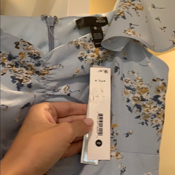 AQUA XS floral ruffle blue sun dress maxi - Picture 5 of 5